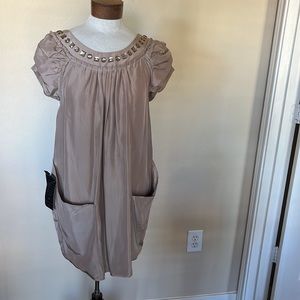 NWT Bebe Dion Rhinestone Silk Dress Medium